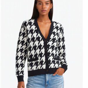 Lauren Ralph Lauren SZ XL Black Label Black & White Houndstooth Cardigan Sweater